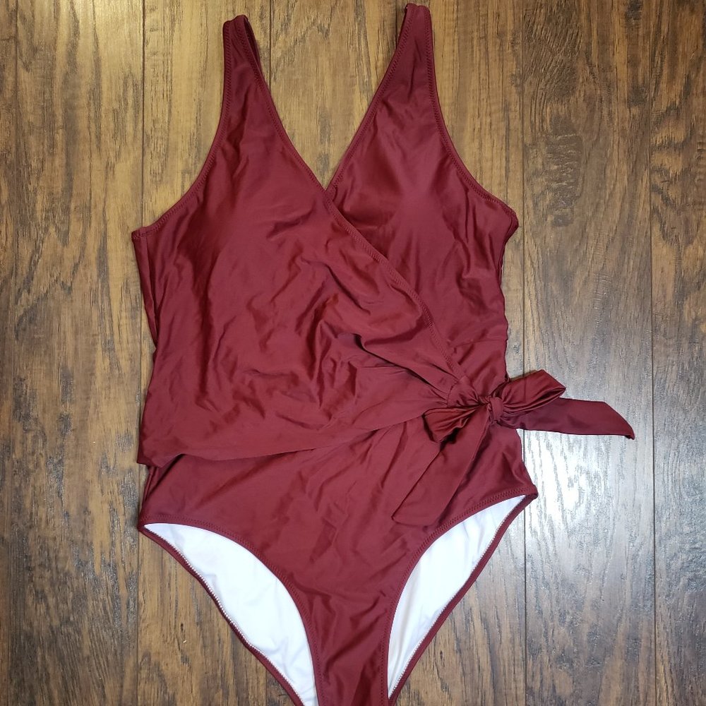 Maroon one piece bathing suit